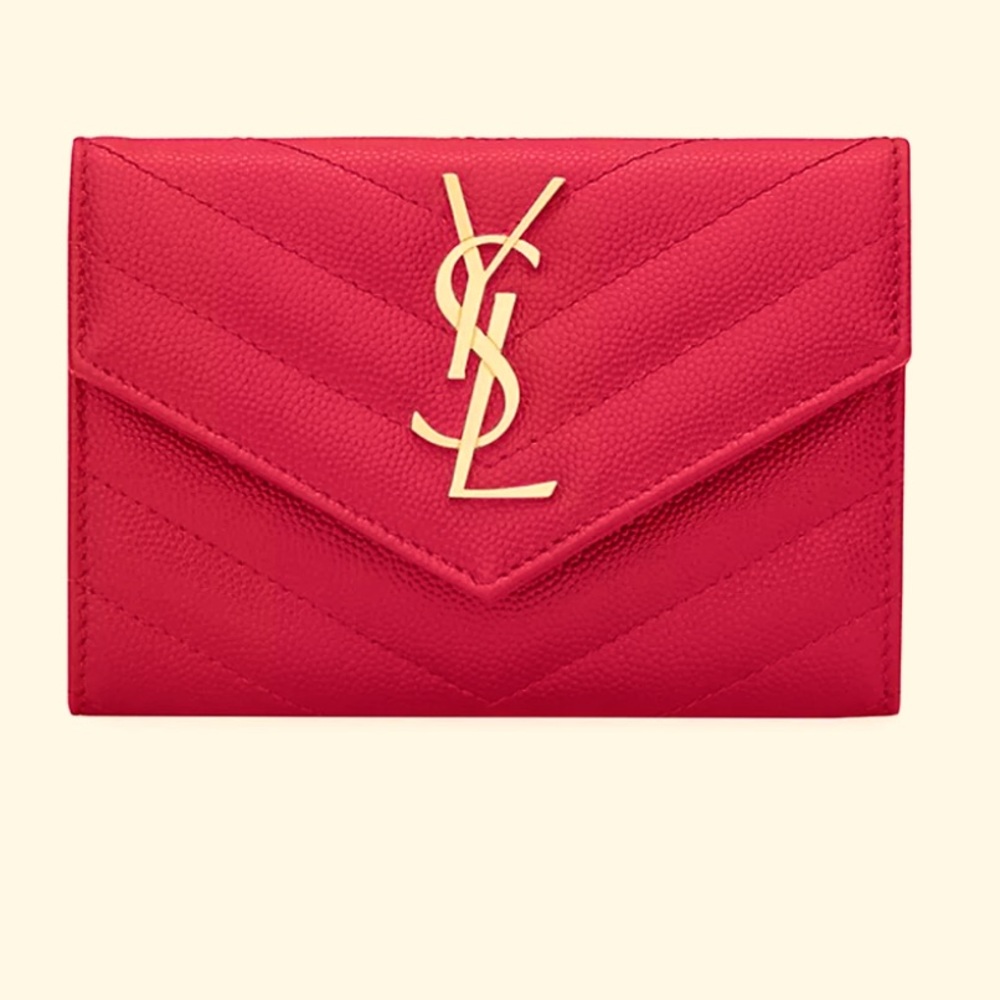 Saint Laurent - Small Envelope Wallet in Grain de Poudre Embossed Leather